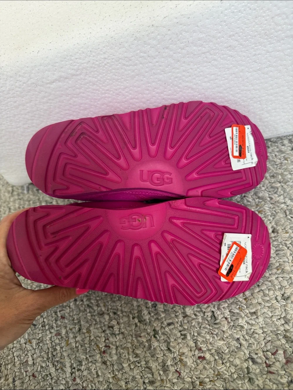 UGG Kids 6 or woman’s 8  Hot Pink Suede Lace-Up Ankle Boots